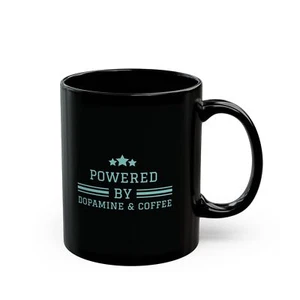 Black Mug (11oz, 15oz) Powered by Dop & Coffee (blk) - Picture 1 of 5