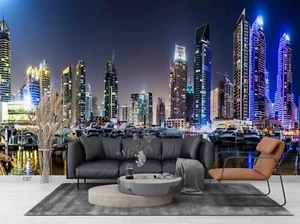 3D City Lights Night Landscape Self-adhesive Removeable Wallpaper Wall Mural1 - Picture 1 of 11