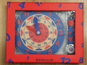 Lernuhr und Armbanduhr für Kinder Manguun Set Kinderuhr Zahlen Analog Rot Blau - Bild 1 von 11