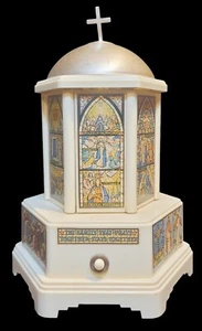 Vintage Swiss Harmony Roundelay Music Box Religious Catholic Lipstick Vanity  - Picture 1 of 14