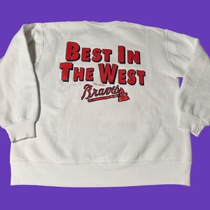 Vintage 90s Atlanta Braves MLB Crewneck Sweatshirt White Size XL USA 2 Sided - Bild 1 von 15
