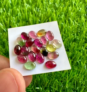 10.60Cts Natural Multi Tourmaline 4x6MM Oval Genuine Gemstone Cabochon 20Pcs #33 - Picture 1 of 5