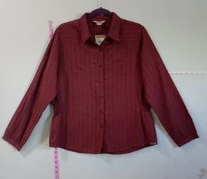 WOOLRICH Women's Kettle Creek Button Down Shirt NWT / Burgundy / Large - Picture 1 of 8