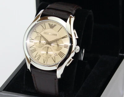 NEW AUTHENTIC EMPORIO ARMANI DRESS BROWN LEATHER CHRONOGRAPH MEN'S AR1785 WATCH - Image 1 of 4
