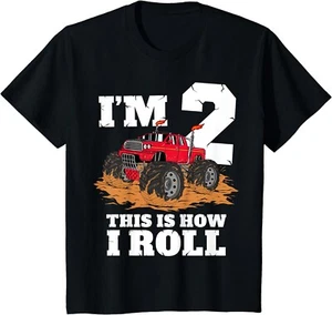 Truck 2nd Birthday Boy 2 Two Year Old Toddler Gift Unisex T-Shirt - Picture 1 of 5
