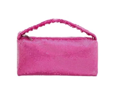 NINA Trixie -T ruched handle mesh women's clutch shoulder bag- FUCHSIA / PINK - Image 1 of 4