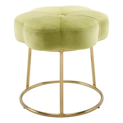 Riverbay Furniture 17.75" Transitional Fabric Accent Vanity Stool in Green - Image 1 of 4