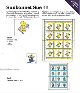 Sunbonnet Sue & Fisherman Fred Spinning Spools Quilt Pattern 2 Patterns - Picture 1 of 1