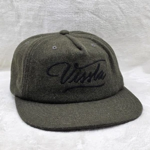 Vissla Hat Cap Strap Back Olive Green Wool Script Logo Surf Outdoors Streetwear - Picture 1 of 9