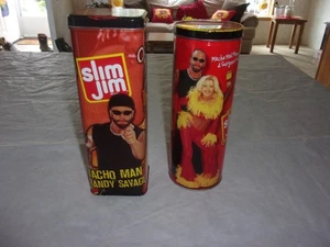 Lote de 2 latas Macho Man Randy Savage Slim Jim WCW - Imagen 1 de 18