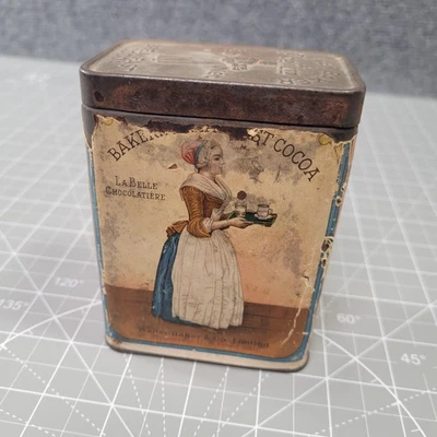 Vintage Baker's Breakfast Cocoa Tin 1/2 Lb Walter Baker La Belle Chocolatiere - Image 1 of 4
