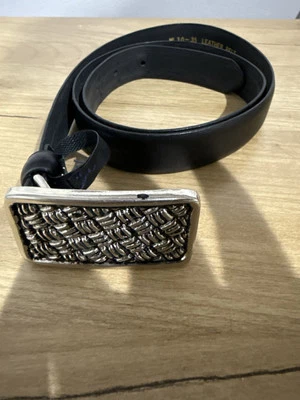 Vintage Celtic Knot Buckle Silver Tone Buckle Genuine Leather Intreccio 38” - Image 1 of 4