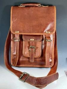 Borsa messenger vintage marrone vera pelle borsa a tracolla per uomo e donna retrò - Foto 1 di 3