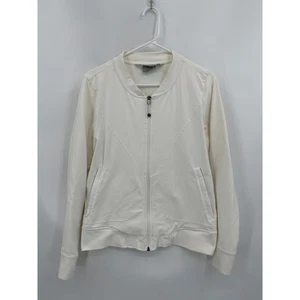 Vintage Athleta White Zipper Front Athletic Jacket Size Large - Picture 1 of 5