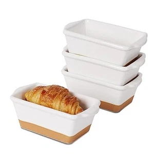 Mini Ceramics Loaf Pan Set, Set of 4 Individual Stackable Baking Bread Pan, - Picture 1 of 8