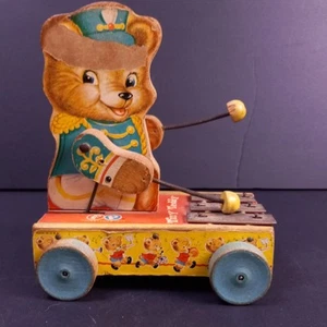 Vintage Fisher Price Pull Toy Tiny Teddy Xylophone #635 1962 - Picture 1 of 6