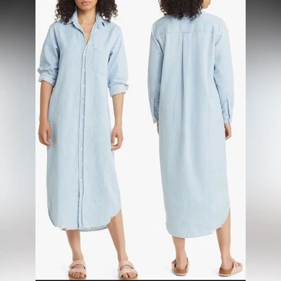 NEW Frank & Eileen Rory Long Sleeve Denim Classic Blue Wash Maxi Shirtdress Sz M - Image 1 of 4