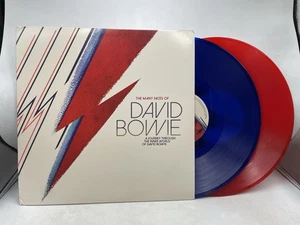 Various ‎– The Many Faces Of David Bowie RARE EU PRESS BLUE/RED COLOURED LPS X2 - Picture 1 of 7