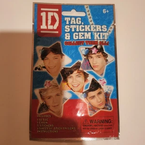 One Direction Necklace Chain Tag Kit Merchandise 1D Fan Stickers Gem Set 2012 - Picture 1 of 3