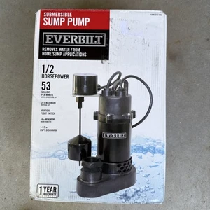 NIB Everbilt Submersible Sump Pump 53 GPM 8'-Cord 1/2 HP, Vertical Float Switch - Picture 1 of 4