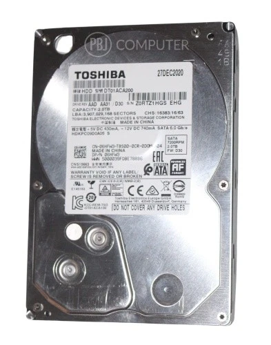 TOSHIBA 2TB DZ01ACA200 SATA Festplatte 3,5" 7200RPM SATA 6GB/s 06HFW3 - Bild 1 von 1