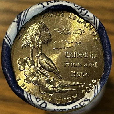 2009-P+D Virgin island US Territory Quarter BU US Mint Roll 2 Coins - Image 1 of 3