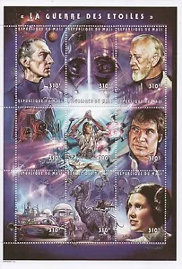 HOJA DE ESTAMPILLAS STAR WARS LUKE SKYWALKER CIENCIA FICCIÓN 5"" x 7"" REPÚBLICA DE MALÍ 1997 sin montar o nunca montada - Imagen 1 de 1