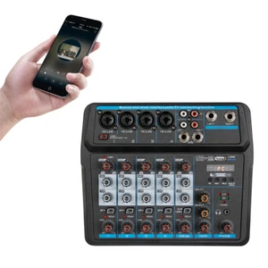 6 Channel Live Studio Audio Mixer USB Bluetooth DJ Sound Mixing Console Amplifie - Picture 1 of 11