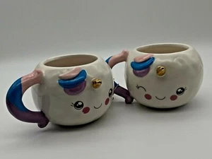 Set of Two Unicorn Ceramic Cups/Mugs 10 Strawberry Street - Picture 1 of 12
