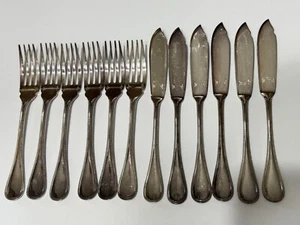 12 Teile Christofle Perles Luxus Besteck (8 Fischmesser und 8 Fischgabeln) - Bild 1 von 11