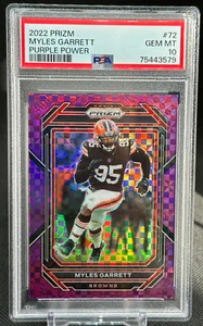 Panini Prizm Myles Garrett 2022 Purple Power Cleveland Browns PSA 10 #72 48/49 - Imagen 1 de 2