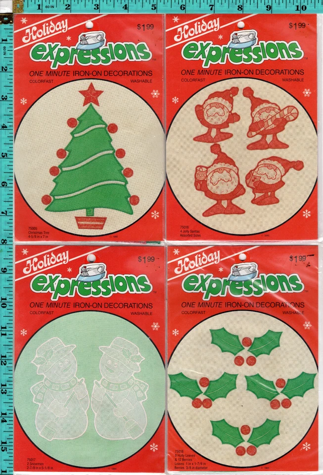 Dritz Holiday Expressions Iron on Decorations Christmas Jolly Santa Vintage 1985