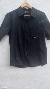 Billabong Shirt Mens Size Large Black Striped Short Sleeve Button Up Surf Beach - Picture 1 of 7