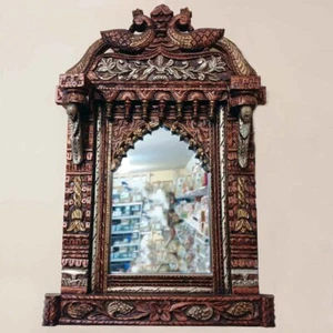 Elegant Hand-Carved Oriental Wooden Mirror – 90x60cm – Handmade Wall Décor RARE - Picture 1 of 5