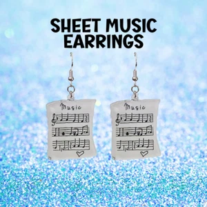 Sheet Music Earrings, Music Lover Gift, Musician Earrings, Orchestra Earrings - Picture 1 of 10