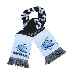 650774 CRONULLA SHARKS NRL TEAM LINEBREAK PATTERN JACQUARD ACRYLIC SCARF - Bild 1 von 2