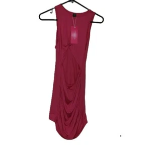 Pink Sleeveless Draped Bodycon Mini Dress Party Cocktail size m -H044 - Picture 1 of 7