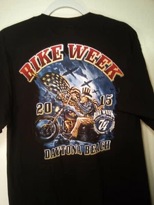 NWT 2015 74th Daytona Bike Week Hot Leathers Men's Lge Black Chopper T Shirt - Picture 1 of 12