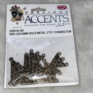 Precious Accents 25916-50 10pc 22x16mm gold metal 3 to 1 connector - Picture 1 of 2