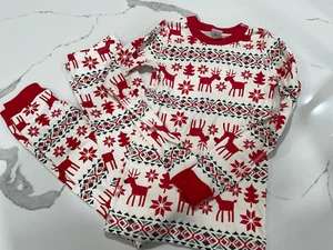 HANNA ANDERSSON PAJAMAS SZ 150 12 CHRISTMAS REINDEER LONG JOHNS PAJAMAS AK114 - Picture 1 of 3