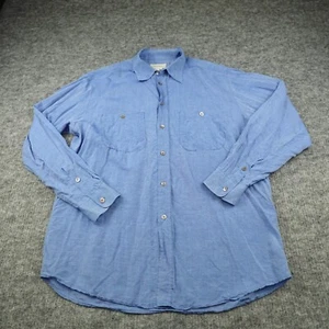 Ermenegildo Zegna Shirt Mens Extra large Blue Button Up Linen Blend Lightweight- - Picture 1 of 13