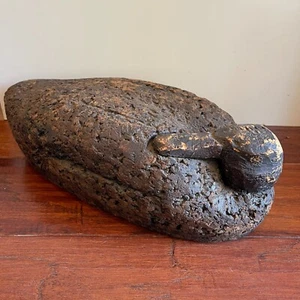 Antique Cork Duck Decoy Primitive Early Hunting Carved Cork Body Head Rare - Picture 1 of 10