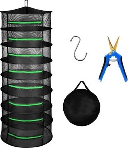 8-Layer Hanging Herb Mesh Rack Foldable Drying Net with Zippers - Picture 1 of 9