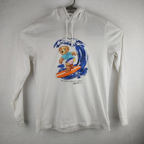 Polo Ralph Lauren Hoodie Mens Medium M Polo Bear Surfing Wave RN 41381