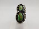 NATIVE AMERICAN INDIAN STERLING SILVER GREEN TURQUOISE STONE NORTH SOUTH RING