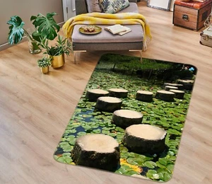3D Lotus Pond Stump Tree ZHUA1108 Game Non Slip Rug Mat Photo Carpet Amy - Bild 1 von 5