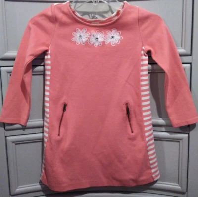 Gymboree Girl. Size 6 Peach/Orange Long sleeve Tunic Dress Embroidered Flowers - Image 1 of 4