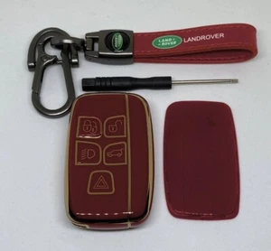 Suit For Land Rover Keychain With Key Fob Cover Red and Gold For Model A Key Fob - Picture 1 of 4