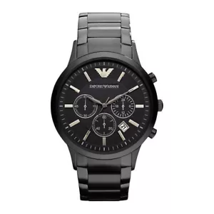 EMPORIO ARMANI AR2453 MENS STAINLESS STEEL BLACK WATCH - NEW - Picture 1 of 3