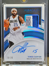 2021-22 Immaculate Vince Carter 3-Color Patch Auto Game-Worn Jersey # /25 Mavs